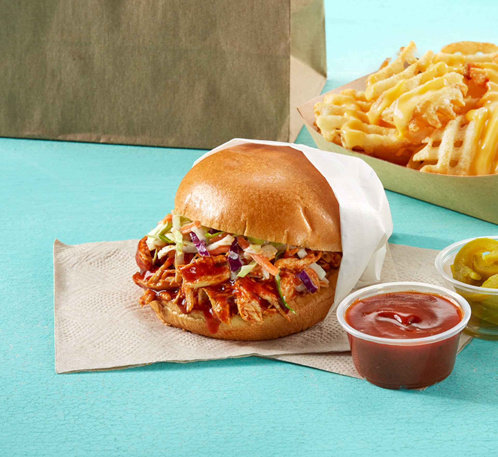 Mexican BBQ Pulled Chicken Sandwich